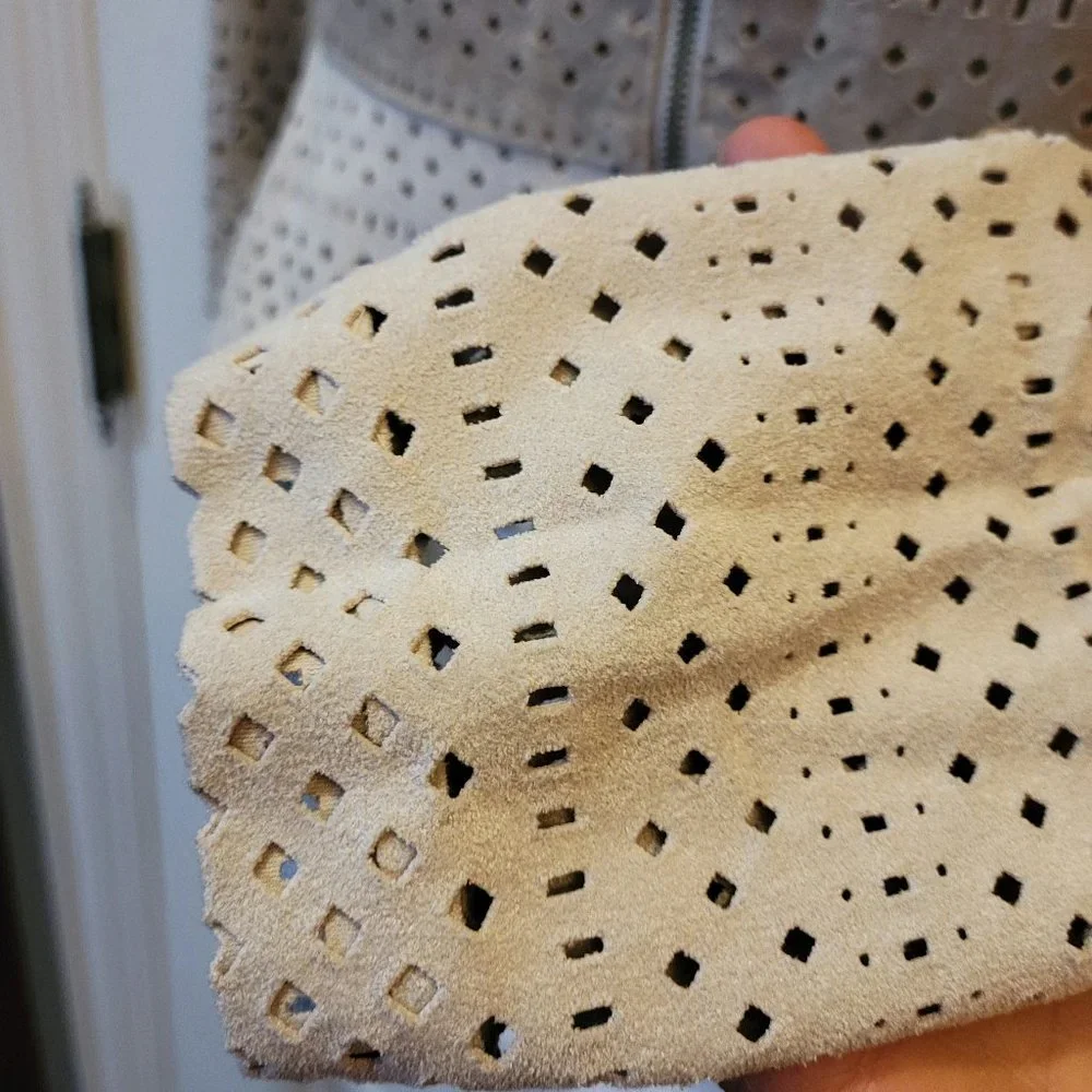 BCBG Perforated Faux Suede Zip Jacket - Picture 6 of 14